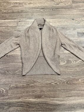 H&M Ribbed Knit Bolero Cardigan Beige Cropped Shrug Size L